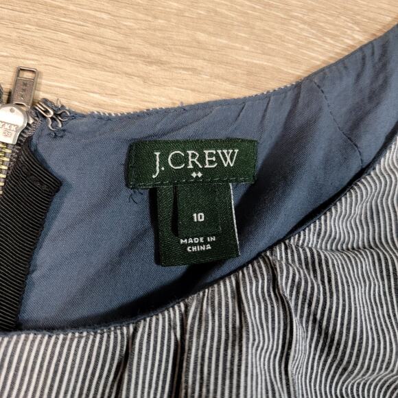 J CREW Silk Blend Mini Picnic Dress Size 10 Babydoll Drop Waist Pockets Striped - Picture 3 of 7